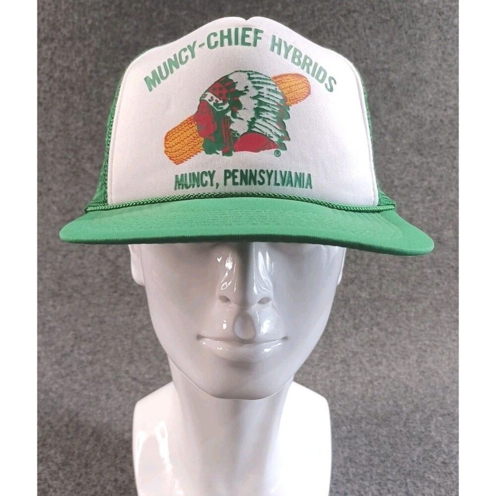 Muncy-chief Hybrids Pennsylvania Snap Back Trucker Hat Green Adjustable